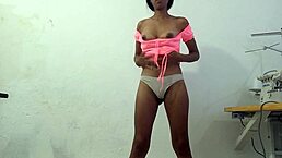 hot brunette from india returns for ebony massage in homemade flashing video