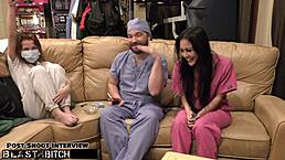 blaire celeste casually takes a huge cum load blasting right into her mouth