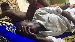 Intense threesome group fuck on family bed with husband and brother.