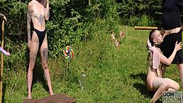 why does this submissive pervert girl dance for doms in piss fantasia with rough face fucking?