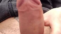 I'm jerking this huge loaded cock outdoors, feeling the rush as I cum hard in public exhibitionist style.