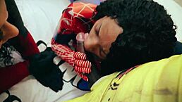 wolverine why not lick deadpool and spider-mans asses then swallow all that milk in this brazilian cosplay?