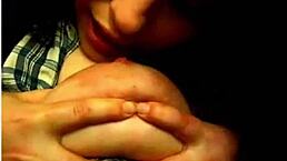 Beautiful girl casually plays with her big boobs then bends over for doggystyle licking and deepthroat action