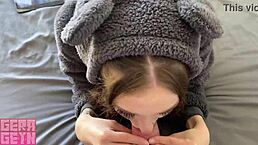 Gerageyn - Cute Nerd Stepsister In Fishnets Gives Footjob And Swallows Cum From Stepbrother's Huge Cock. Petite College Bimbo Rides Monster Dick In Quickie Game Session!