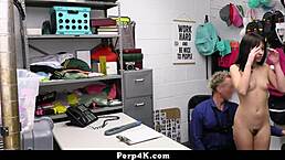 Shoplifting ARIA VALENCIA Blows and Rides Officer Cock in Office Cowgirl.