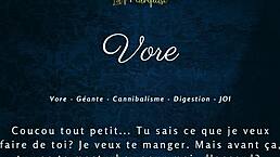 Vore fantasy with huge tall French giantess in European joi audio