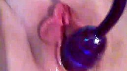 Wife's Dripping Squirting Pussy Takes Toy Deep In Slow Motion Close-Up