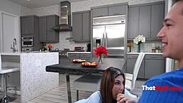 stepson dives into stepmom's wet pussy doggystyle while stepdad stays glued to his game