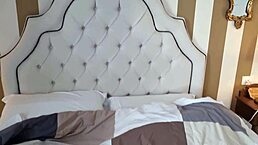 Woke up horny and jerked off my big balls with a massive cumshot in the bedroom