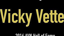 Vicky Vette Stretches Her Ass With A Big Glass Dildo On The Bed