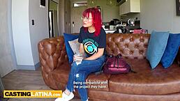 Petite Colombian teen 18+ Melissa Mocosa moans on her first massive cock in casting interview