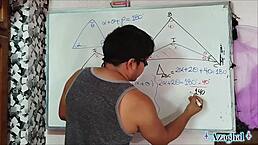 nerdy asian student explores bedroom angles in sexual math lesson with teacher at 40 degrees triangles