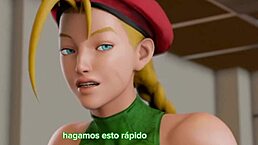 cammy battles yuri in futanari animation