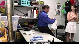 Mall guard demands favor from teen suspect in garage with doggystyle blowjob and big cock punishment