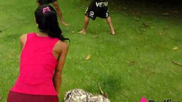 i love training niara pessanha's ass outdoors with double penetration and wet pussy cowgirl riding