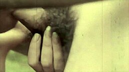 vintage clip shows interracial fucking with hairy pussy in classic retro style