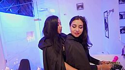 Valen and Danyla share steamy shower pleasures in group lesbian fun