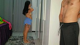 so my stepdaughter leaves the door open after her bath, and i'm just staring at those firm tits and hard ass without touching