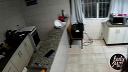 Marido leaves his wife with her friend, returns to find them together in intimate homemade moment with small tits Latina and brunette in Brazilian fetish scene.