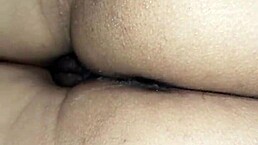 Girlfriend cried during first time taking big cock in her small 18+ ass on bed. Friend watched the intense homemade moment with huge tits bouncing.