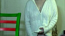 Pregnant beauty fucks dildo on machine in orgasmic solo