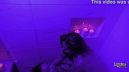 Valen and Danyla share steamy shower pleasures in group lesbian fun