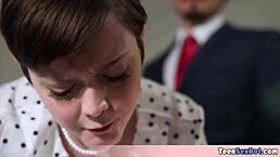 Quickie fucking the extra small 18+ and petite 18+ tomboi secretary with small tits in cute hardcore action.