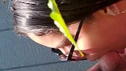 Chubby Latina BBW Delivers Sloppy Outdoor Blowjob with Gagging and Choking