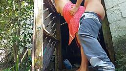 Shower Breaks So Married Woman in Towel Asks Farm Caretaker for Help and Pays with Outdoor Sex