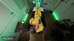 Vr conk redhead April Oneil gives deep reverse blowjob