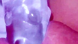 Curious coed cums huge squirt on glass toy in asian solo session