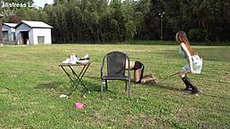 omg, this japanese mistress is walking her slave pet outdoors with spitting and riding femdom vibes 😈