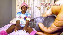 Hey, check this big ass brunette giving blowjob and fucking with toys in sexy homemade passionate scene with boyfriend using big cock dildo in dorm roommate foreplay.