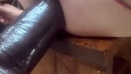 huge hankeys dildos pound amateur ass on homemade fucking machine. intense anal toy sex session.
