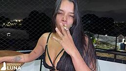 What makes this Brazilian hottie so naughty with deepthroat and big cock pounding her wet pussy?