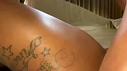 what's this ebony amateur doing in missionary hotel sex with monster cock creampie?