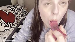 thick virgin girl does ass to mouth again with her dildo