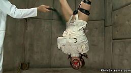 Doctor uses anal toys on bound babe in hospital with bondage and bdsm punishment.