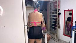 Neighbor gossip girl comes over at midnight for sugar to get fucked and licked hard