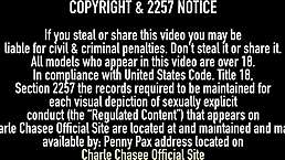 Charlee chase slides dildo between massive tits in lingerie solo.