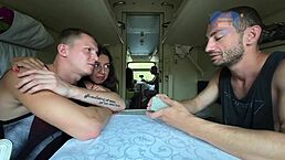 Cuckold lost his wife at cards. Now he watches a stranger fuck her with creampie in doggystyle and missionary.