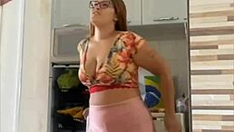 Look at this married woman flashing her big pussy lips with husband nearby