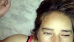 latina milf sucks cock missionary style while filming