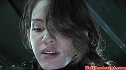 Whipped religious sub gets punished for her beliefs with vibrator bondage and whipping in garage maledom scene