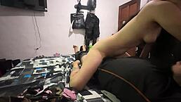 Petite stepdaughter with huge ass rides big cock for creampie swallow.