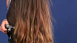 Hey, check out this gorgeous UK milf in stockings getting a facial finish.