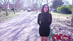 Amaya Castro licks and rides old cock while sucking young cock in rough threesome bedroom action.