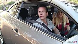 Why does this mature couple with big cock husband pick up tall teen 18+ and talk her into old young 18+ ffm 3some with rough fucking and riding?