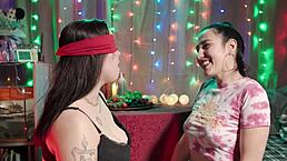 she tricked me in taste game made me suck off her man with cum swapping mouthful