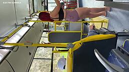 hey i took my brazilian maid home and she showed off her big tits ass on the bus for outdoor public blowjob fetish